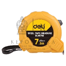 Рулетка Deli DL9075B 7,5мx25мм Метрическая. Корпус ударопрочный.