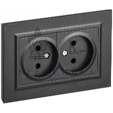 Розетка 2-местная IEK BRITE РС12-2-БрЧ (BR-R20-10-K02-F) 10А, в сборе, без заземления без защитных шторок, черный