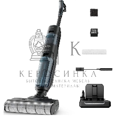 Пылесос вертикальный моющий Tefal X-Clean 5 GF5555F0 серый/черный, от аккумулятора, 200 Вт, уборка влажная, пылесборник 0.44 л