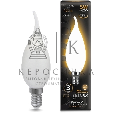Лампа светодиодная филаментная Gauss Filament 5Вт цок.: E14 свеча 220B св. свеч. бел. теп. (упак.: 10 шт)