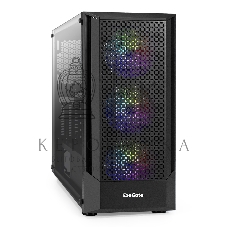 Компьютерный корпус Miditower ExeGate EVO-8227-EVO800 (ATX, БП EVO800RGb с вент. 12 см, 2*USB+1*USB 3.0+HD Audio, черный, 3 вент. RGb, закаленное стекло)