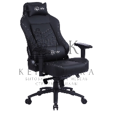 Кресло игровое Cactus CS-CHR-0112BL черный, сиденье черный, эко.кожа, с подголов. крестовина металл, пластик черный