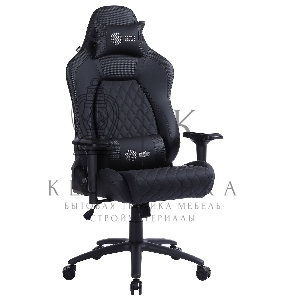 Кресло игровое Cactus CS-CHR-130 черный, сиденье черный, эко.кожа, с подголов. крестовина металл, пластик черный