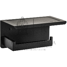 Держатель туалетной бумаги из нержавеющей стали BRIMIX 79920, антивандальный, с полочкой, квадратный профиль, черный.