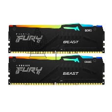Оперативная память Kingston Fury Beast, DDR5, 64GB (2x32GB), 5600MHz, CL40, DIMM, с радиатором, RGB, черный