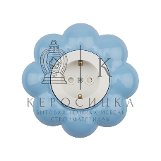 Розетка одноместная Kranz HAPPY Цветок скрытой установки, с заземлением и защитными шторками, белая/голубая