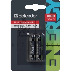 Аккумуляторная батарея Defender HR03-2BL 1000 mAh ААА, Ni-MH, блистер, 2 шт.