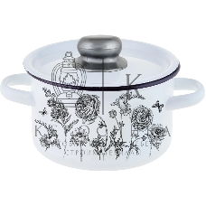 Кастрюля Appetite 1с15с/1 JE TAIME с крышкой, эмалированная сталь, цилиндрическая 1,5 л