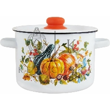 Кастрюля Appetite 1с15с/1 Осень с крышкой, эмалированная сталь, цилиндрическая 1,5 л