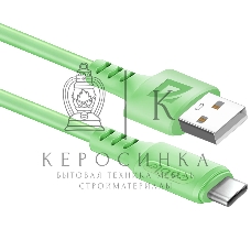 Кабель Defender F207, USB 2.0 (AM) - Type-C, 1 м, 2.4А, силиконовая оплетка, зеленый.