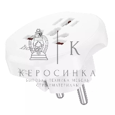 Сетевой переходник адаптер для евророзетки Hoco AC6 10А 250В белый