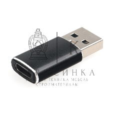 Переходник USB3.1 Cablexpert A-USB3.1-AMCF, AM/Type-C(F), 5 Гбит/с, QC3.0, метал.корпус, Pro, черный, пакет
