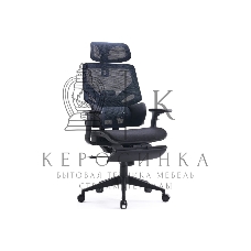 Кресло офисное Cactus CS-CHR-MC01-BLBK синий, сиденье черный, сетка/ткань, с подголов. крестов. пластик, подст. для ног