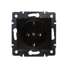 Механизм розетки 1-м СП KARINA защ. шторки с заземл. термопласт черный бархат LEZARD 707-4288-124B