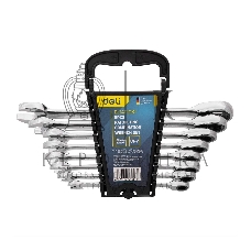 Набор комбинированных ключей с трещоткой 8 шт Deli DL140108T Спецификация: 8,10,12,13,14,15,17,19мм. Сталь 40 Cr. Трещетка 50BV30 72Т.