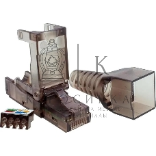 Коннектор Suprlan 10-0239-1, UTP cat.6a RJ45, с защитным колпачком, прозрачный