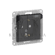 Механизм розетки 1-м СП AtlasDesign Aqua 16А IP44 с заземл. защ. шторки с прозрачной крышкой карбон SchE ATN441046