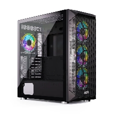 Компьютерный корпус ABR Quantum черный (1хUSB Type-C, 2хUSB 2.0, HD Audio, 4xRGb Fan, ATX, E-ATX)