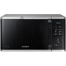 Микроволновая печь Samsung MG23K3515AS/BW серебристый/черный, 23 л, 800 Вт, переключатели - кнопки, поворотный механизм