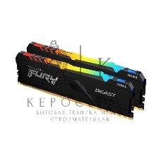 Оперативная память Kingston Fury Beast, DDR4, 16GB (2x8GB), 3200MHz, CL16, DIMM, с радиатором, RGB, черный