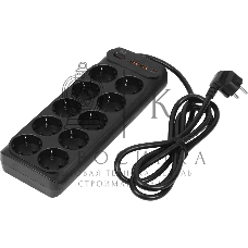 Сетевой фильтр Powercom SP-10 USB2A1СB 1.8 м 1.8м (10 розеток) черный, коробка