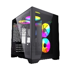Компьютерный корпус Powercase Vision Micro, Black, Tempered Glass, 4х 120мм 5-color fan, черный, mATX (CVBM-L4)