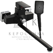 Смеситель в ванную BRIMIX 5564 длинный излив, шаровый, из высокопрочного пластика АБС, черный, квадратный корпус