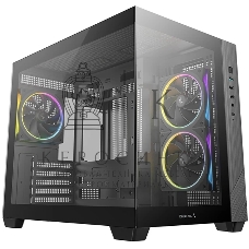 Компьютерный корпус Deepcool CG330 3F без БП, боковое окно (панорама), 3x120мм ARGB PWM вентилятора, черный, mATX