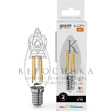 Лампа светодиодная филаментная Gauss Filament 10Вт цок.: E14 свеча св. свеч. бел. теп. (упак.: 10 шт)