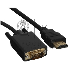 Кабель GoPower HDMI (m)-VGA (m) 1м черный Premium Zip-Lock c подвесом (1/200)