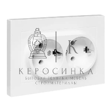 Розетка 2-м EKF UP1-SOW-210 СП Эпика 16А с заземл. без защ. шторок с рамкой механизм бел.