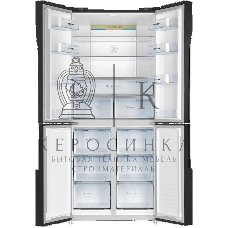 Холодильник Maunfeld MFF181NFSB черная сталь трехкамерный 320/154л морозилка снизу, Total No Frost, Side by Side