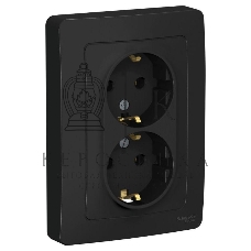 Розетка 2-м СП Blanca 16А 250В без шторок с заземл. антрацит SchE BLNRS001026