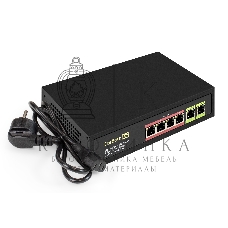 Коммутатор неуправляемый ExeGate EDGS-1006D.4PoE-65W (6-портовый гигабитный UTP 10/100/1000 Base-T: 4 порта IEEE 802.3af (PoE), мощность PoE: 15,4W, суммарно 65W, 2 порта RJ45 uplink, настенный/настольный, металлический корпус)