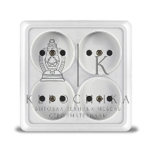 Розетка 4-м ОП Олимп без заземл. квадрат белый UNIVersal 1164