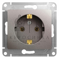 Розетка Systeme electric GSL001243 Glossa с заземлением,16А, 250В, механизм, платина