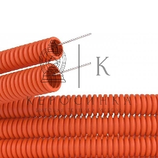 Труба гофрированная из ПНД Rexant с зондом ø 16 мм, оранжевая (100 м/уп.)