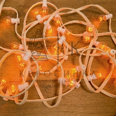 Гирлянда Neon-night LED Galaxy Bulb String 10м, белый каучук, 30 лампx6 LED желтый, влагостойкая IP65