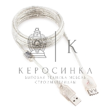 Кабель Cablexpert USB2.0 Pro, AM/AF, 3м, экран, 2 феррит.кольца, прозрачный (CCF-USB2-AMAF-TR-10)