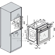 Встраиваемый духовой шкаф Kuppersberg HF 609 BX, High-Tech, объем 80 л, 10 режимов работы, телескопические направляющие, цифровой таймер, 2 стекла в дверце, утапливаемые переключатели, энергоэффективность А, черный/нержавеющая сталь