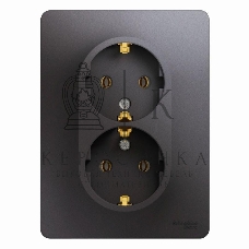 Розетка 2-м Glossa с заземл. в сборе графит SchE GSL001324