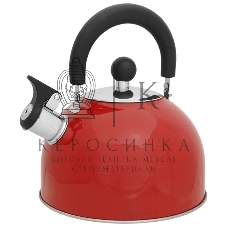 Чайник для плиты MALLONY MAL-039-R из нержавеющей стали со свисток, 2,5 л, красный (в уп. 12 шт)
