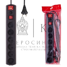 Сетевой фильтр Most LR 3 м, 6 розеток, черный, коробка