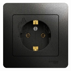 Розетка 1-м Glossa 16А в сборе с заземл. в сборе антрацит SchE GSL000742