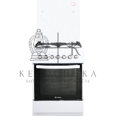 Плита Комбинированная De Luxe 606040.00гэ-001(кр) ЧР белый (стеклянная крышка) реш.чугун