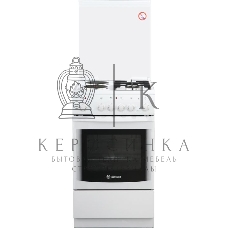 Плита комбинированная De Luxe 506022.05ГЭ (КР) ЧР 030 белый, конфорок 2 газовых и 2 электрических, духовка 54 л, 50 см x 85 см x 60 см