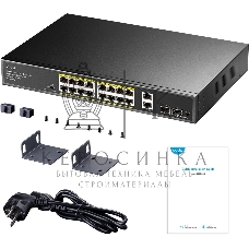 Коммутатор Cudy GS1018PS2 (L2) 18x1 Гбит/с 2xКомбо(1000BASE-T/SFP) 2SFP 16PoE 200W неуправляемый