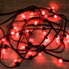 Гирлянда Neon-night LED Galaxy Bulb String 10м, черный каучук, 30 лампx6 LED красный, влагостойкая IP65