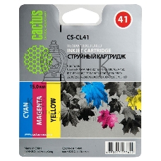 Картридж струйный Cactus CS-CL41 многоцветный (18 мл.) для Canon Pixma MP150/MP160/MP170/MP180/MP210/MP220/MP450/MP460/MP470/iP1200/iP1300/iP1600/iP1700/iP1800/iP190