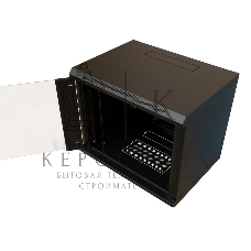 Шкаф коммутационный WRline (WR-TW-1245-GP-RAL9004) настенный 12U 600x450 мм пер. дв. стекл 2 бок. пан. 60 кг черный 370 мм 650 мм IP20 сталь